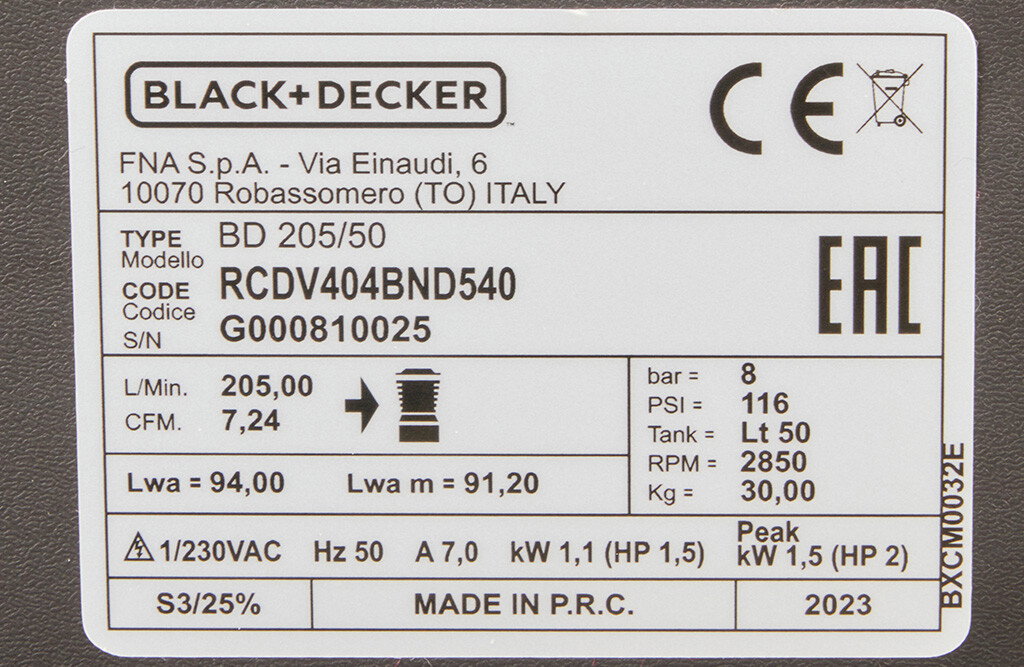 Black & Decker Kompressor 2 PS 50 Liter