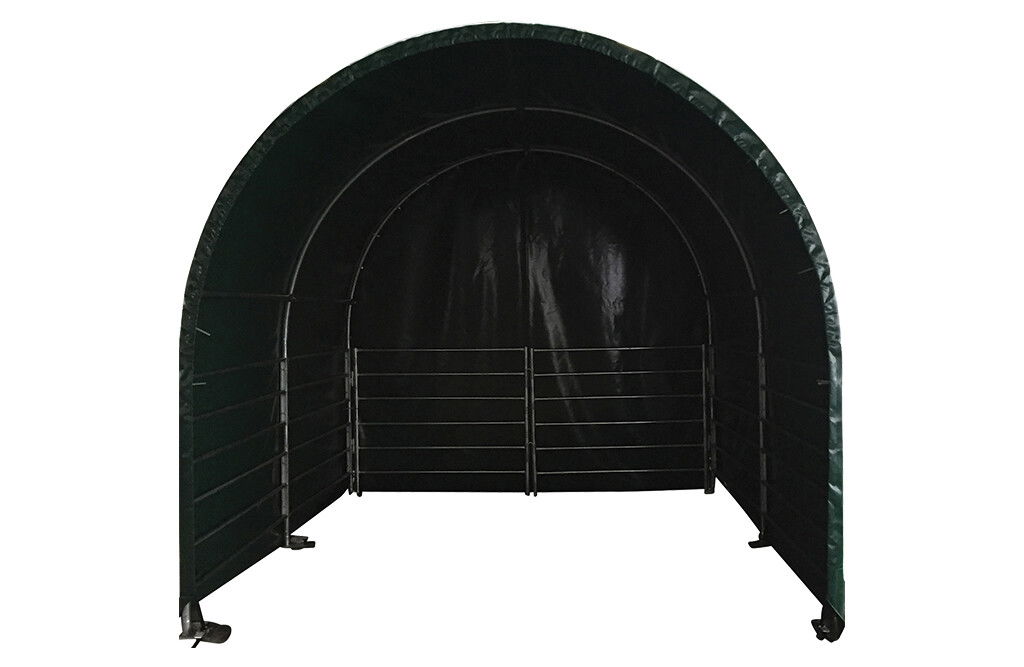 Weidezelt 4x4x3,15m, Weideunterstand mit PVC-Plane, geschlossene Seiten