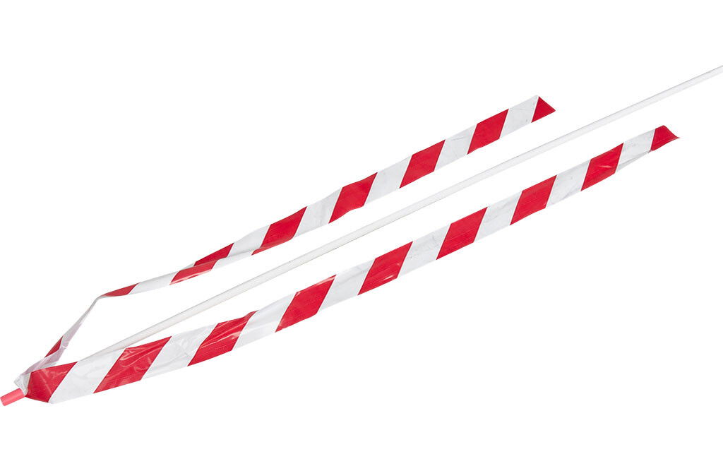 Markierungspfähle mit rotem und weißem Band, 10 Stück