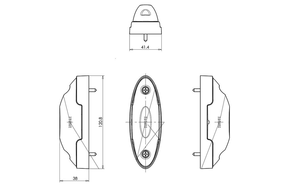 LED-Markierungsleuchte oval, 9xLED, 12V/24V, inkl. 36cm Kabel