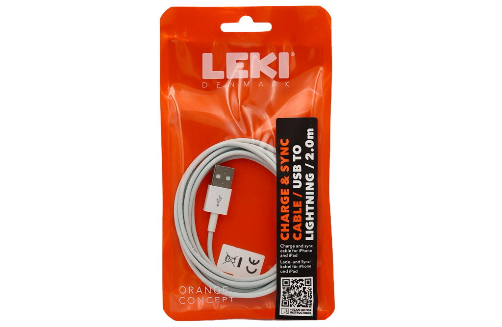 Leki USB-A auf Lightning Kabel 2 m, weiß