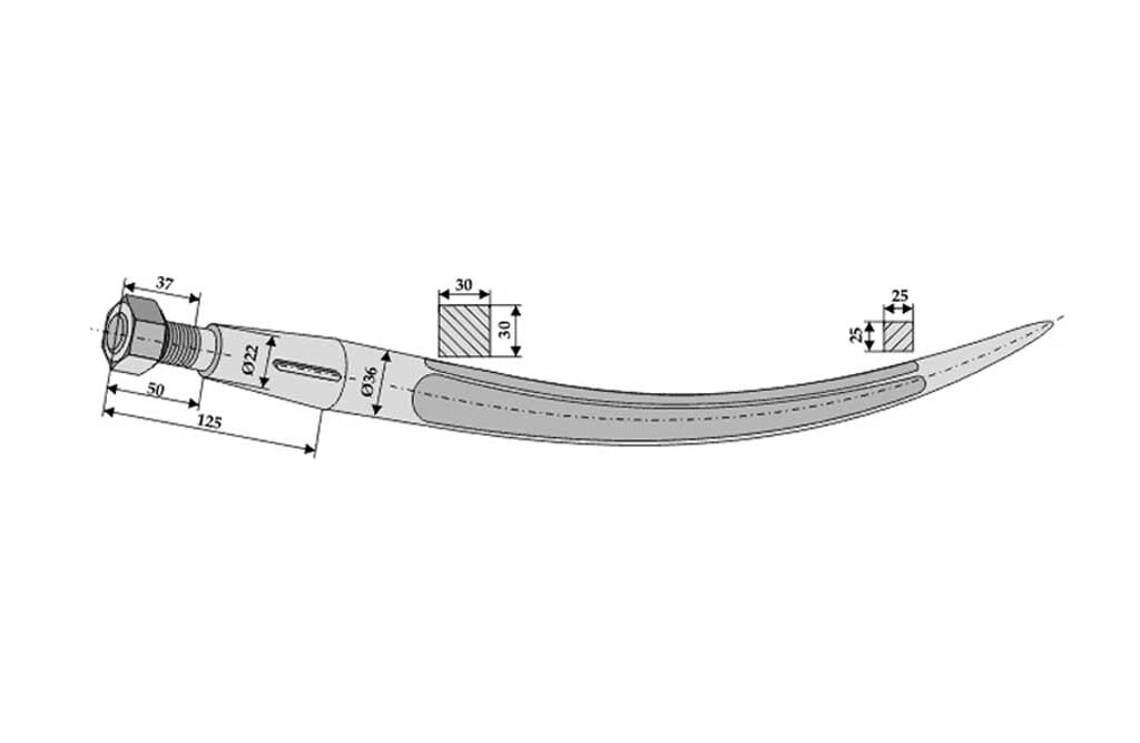 Spitzer Zinken, M20 x 1,5 - 600 mm