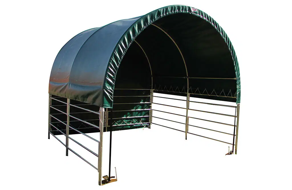 Weidezelt 3x3x2,8m, Weideunterstand mit PVC-Plane, offene Seiten
