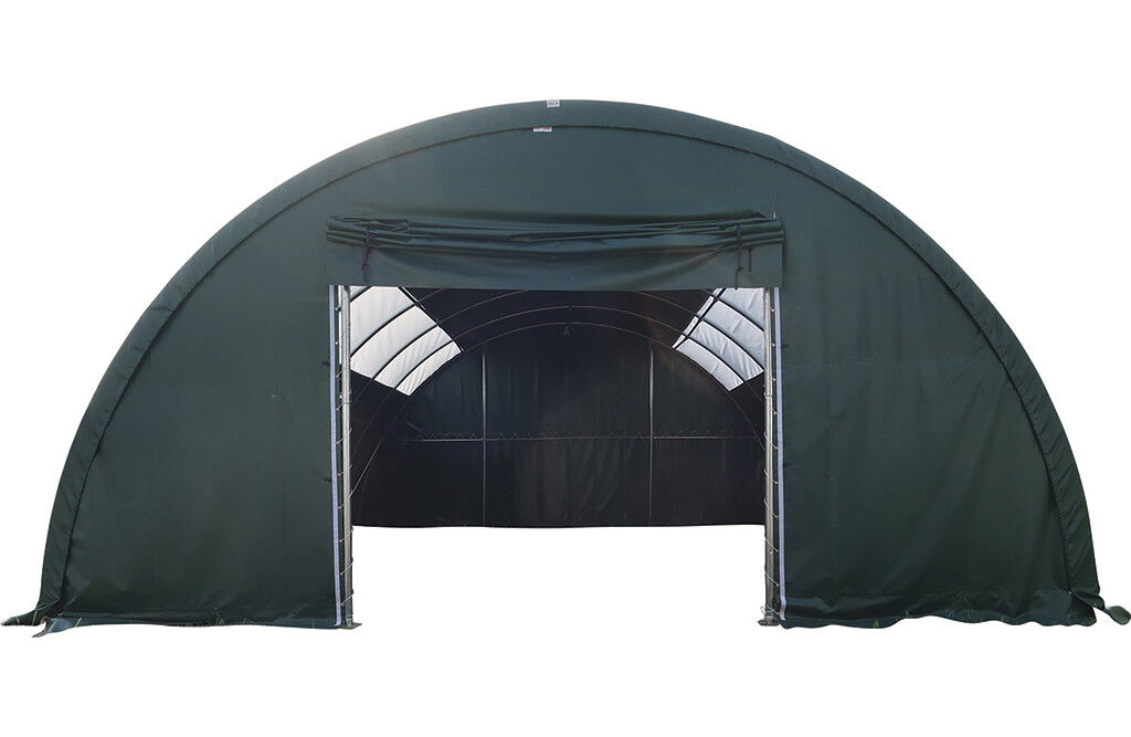 Rundbogenhalle 12 x 9,15 x 4,5m,  610 g/m², Rundbogenzelt dunkelgrün