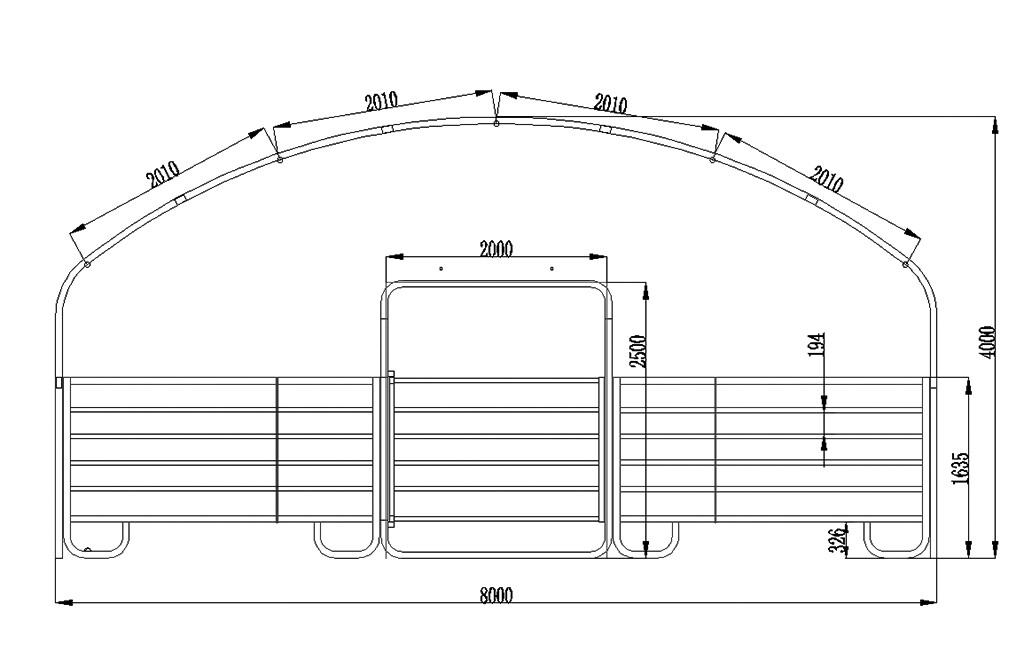 Weidezelt 8x8x4m, Weideunterstand mit PVC-Plane, geschlossene Front