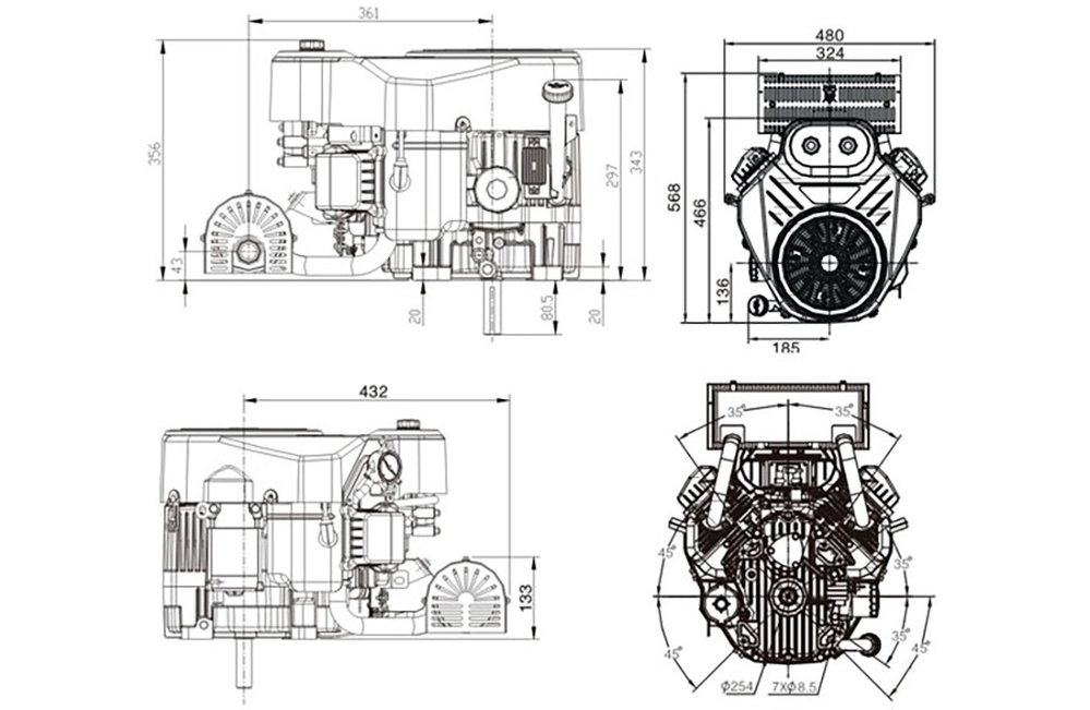 Benzinmotor LC2P82F 27PS 803cm³ | Loncin