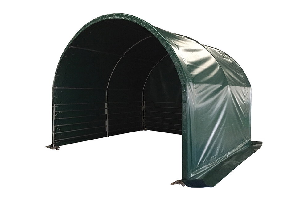 Weidezelt 3x3m, Weideunterstand mit PVC-Plane, geschlossene Seiten