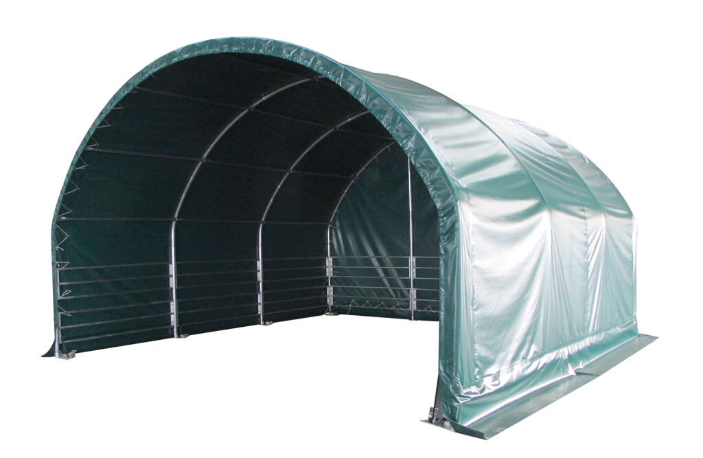 Weidezelt 6x6x3,7m, Weideunterstand mit PVC-Plane, offene Front