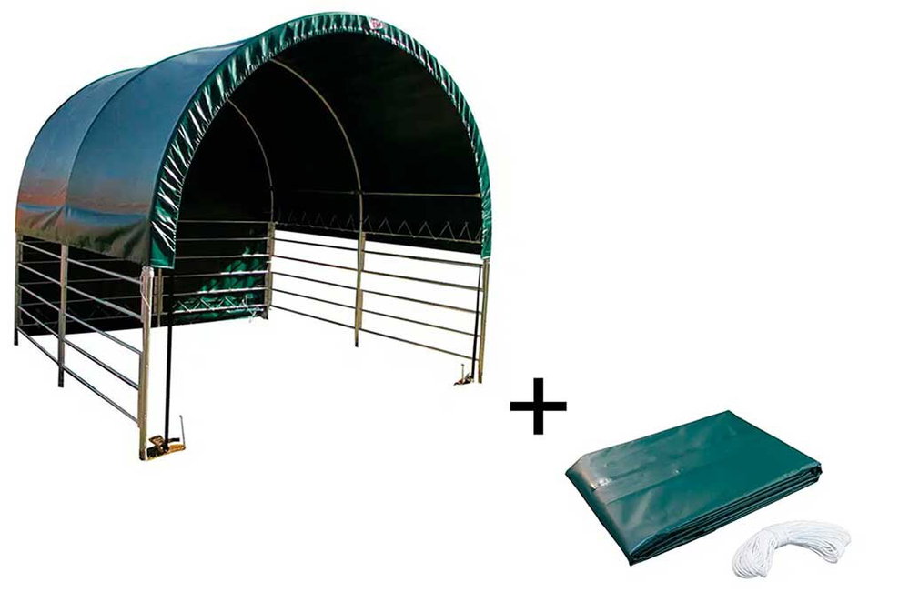 SET: Weidezelt 4x4x3,15m offene Seiten + PVC-Seitenplanen