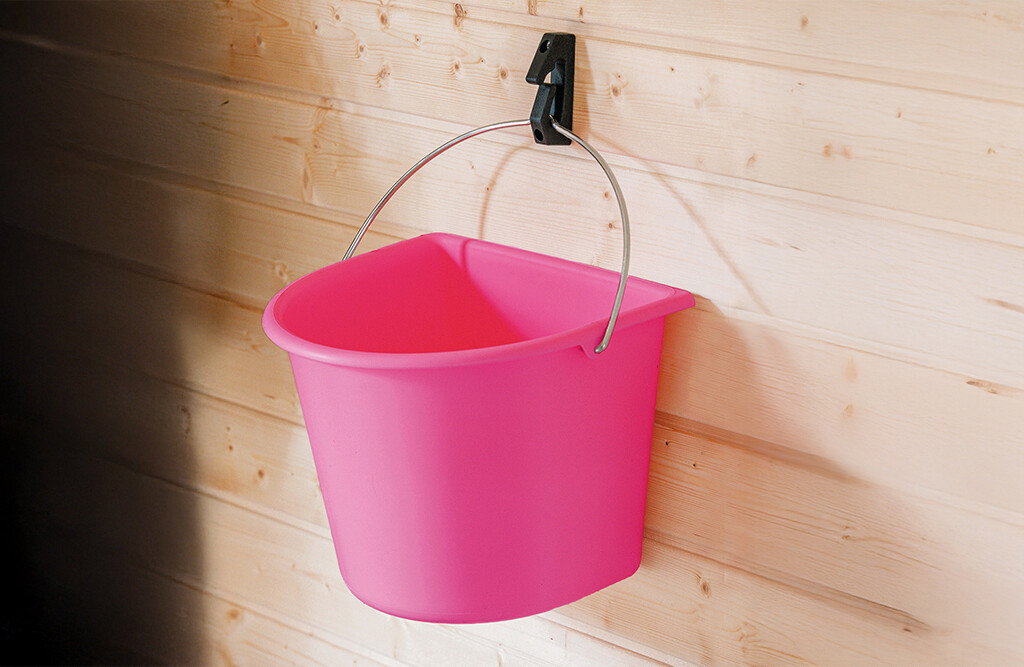 Eimer 15 Liter rosa, flache Rückseite