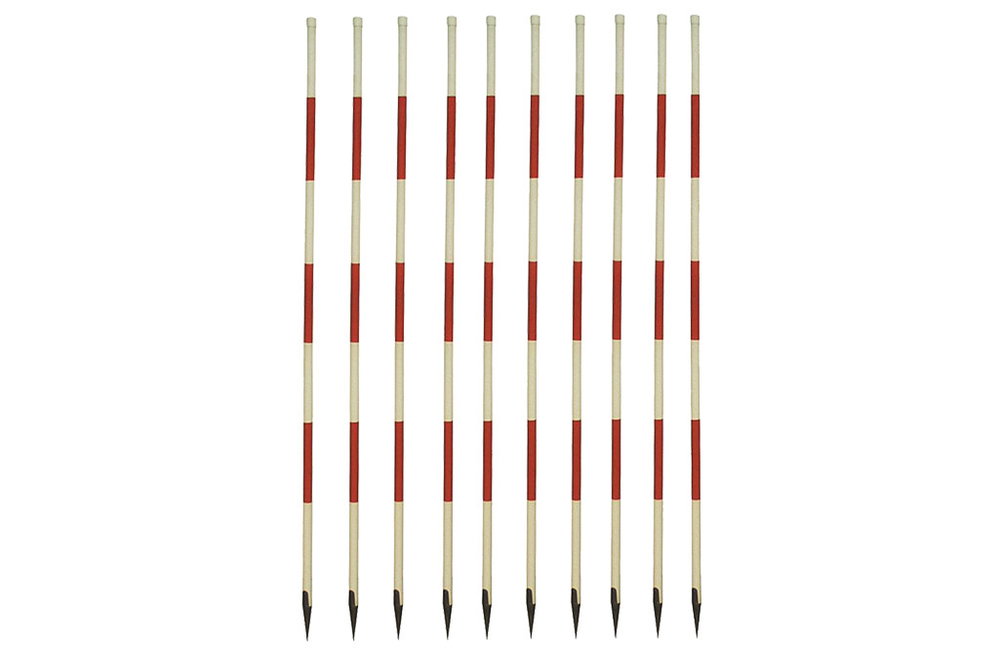 10x Fluchtstab, Vermessungsstab aus Holz 160cm