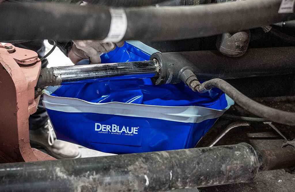 "Der Blaue" Auffangwanne, Spritzschutz und Gleitstück