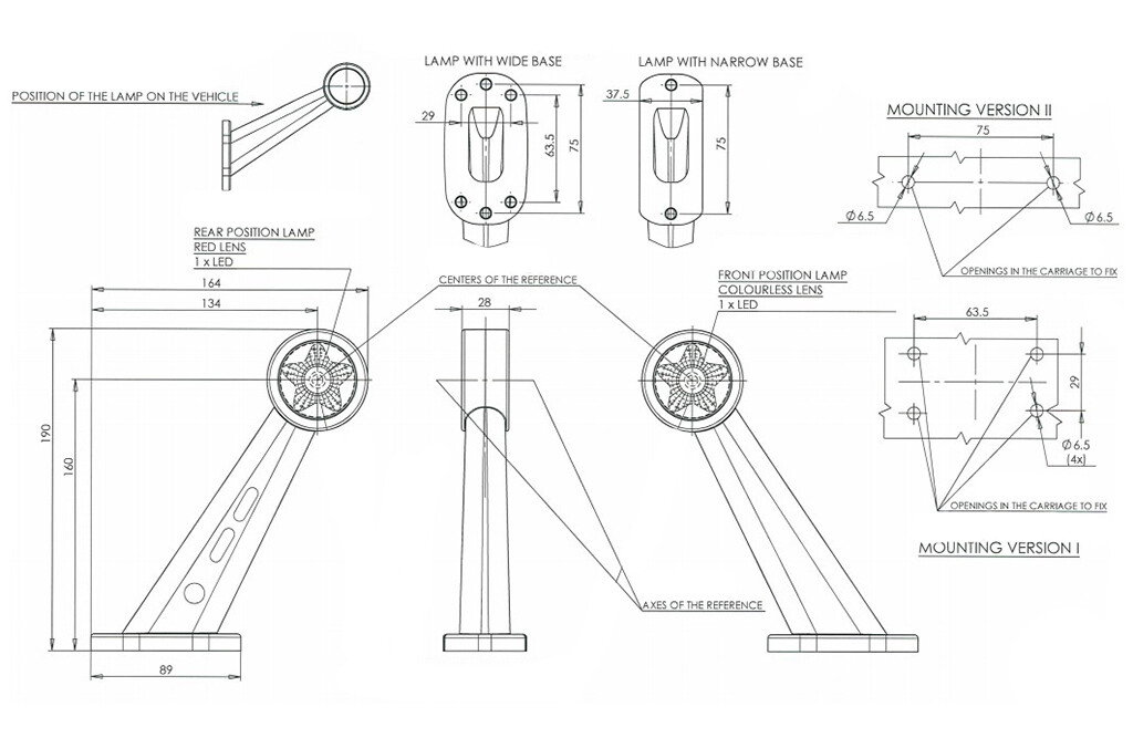 LED Umrissleuchte, 190 mm - rechts