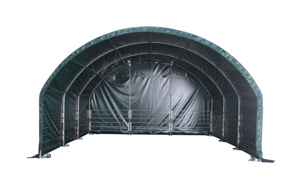 Weidezelt 6x6x3,7m, Weideunterstand mit PVC-Plane, offene Front