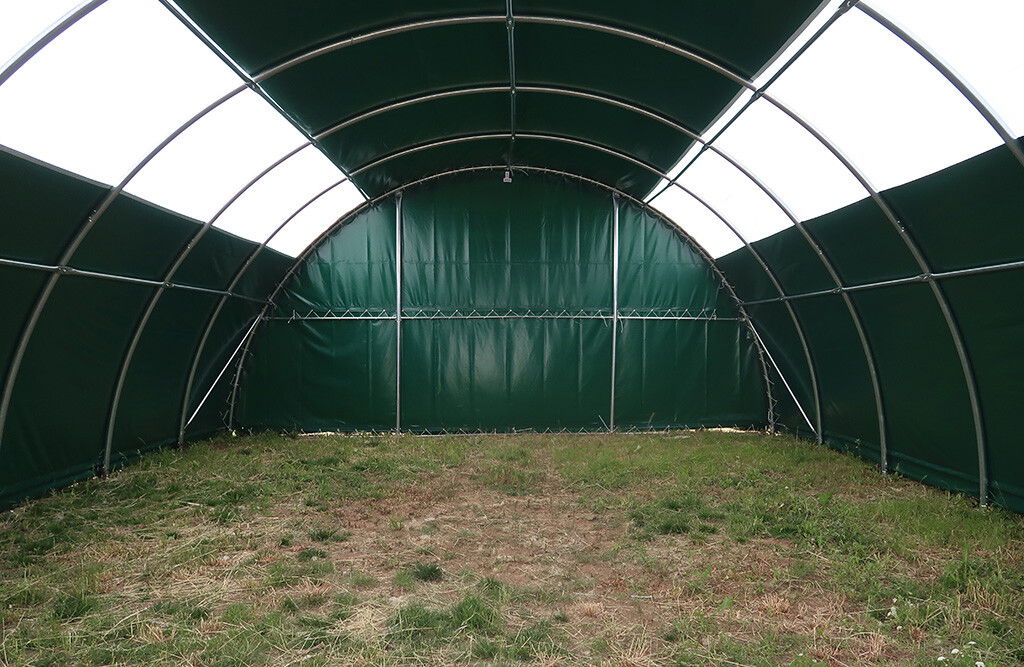 Rundbogenhalle 12 x 9,15 x 4,5m, PVC-Plane 610 g/m²