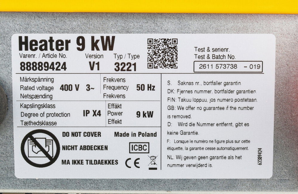 Inelco Elektro-Heizgebläse, 9 kW, 400 V