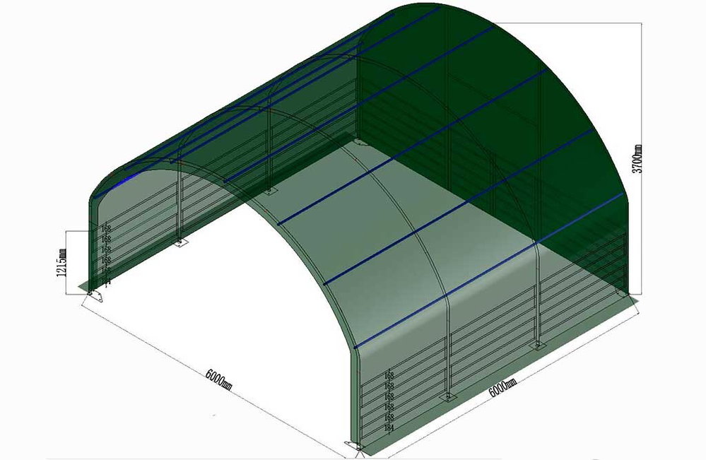 Weidezelt 6x6x3,7m, Weideunterstand 610 g/m²PVC-Plane