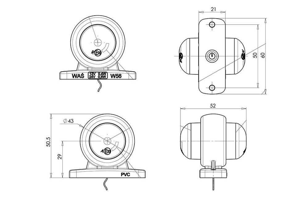 LED Umrissleuchte 12V/24V, inkl. 34cm Kabel