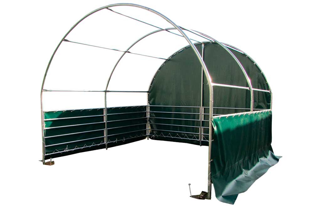 Weidezelt 4x4x3,15m, Weideunterstand mit PVC-Plane, offene Seiten
